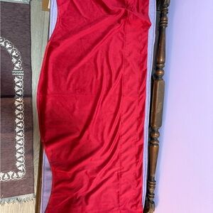 Red velvet curtain topper